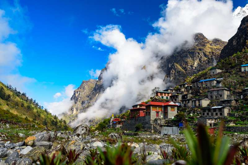 mountain village in the Himalayas, Nepal