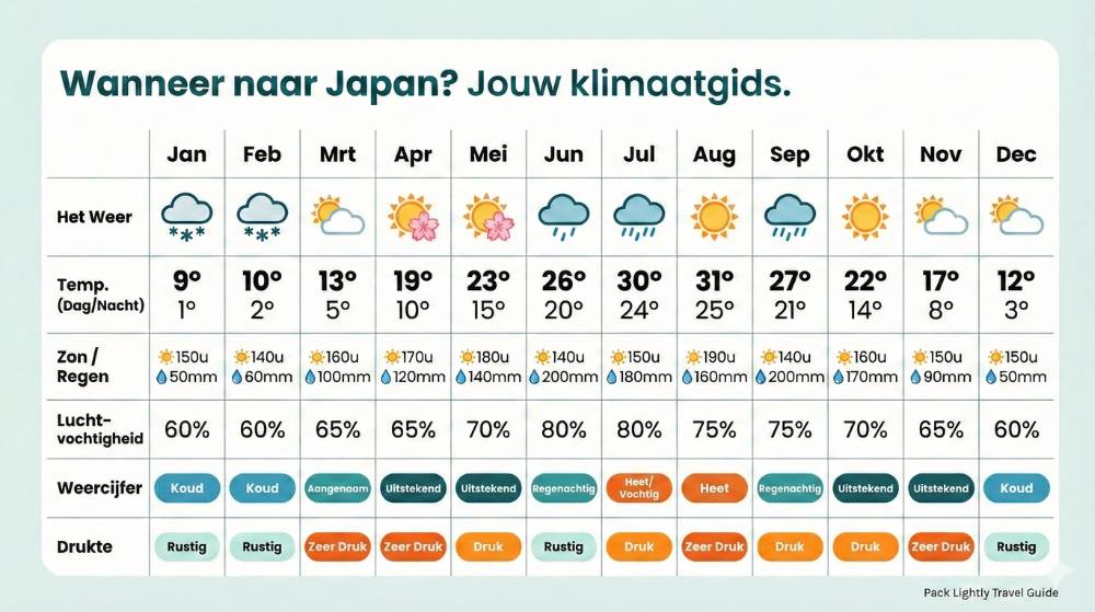 Beste reistijd Japan Infographic