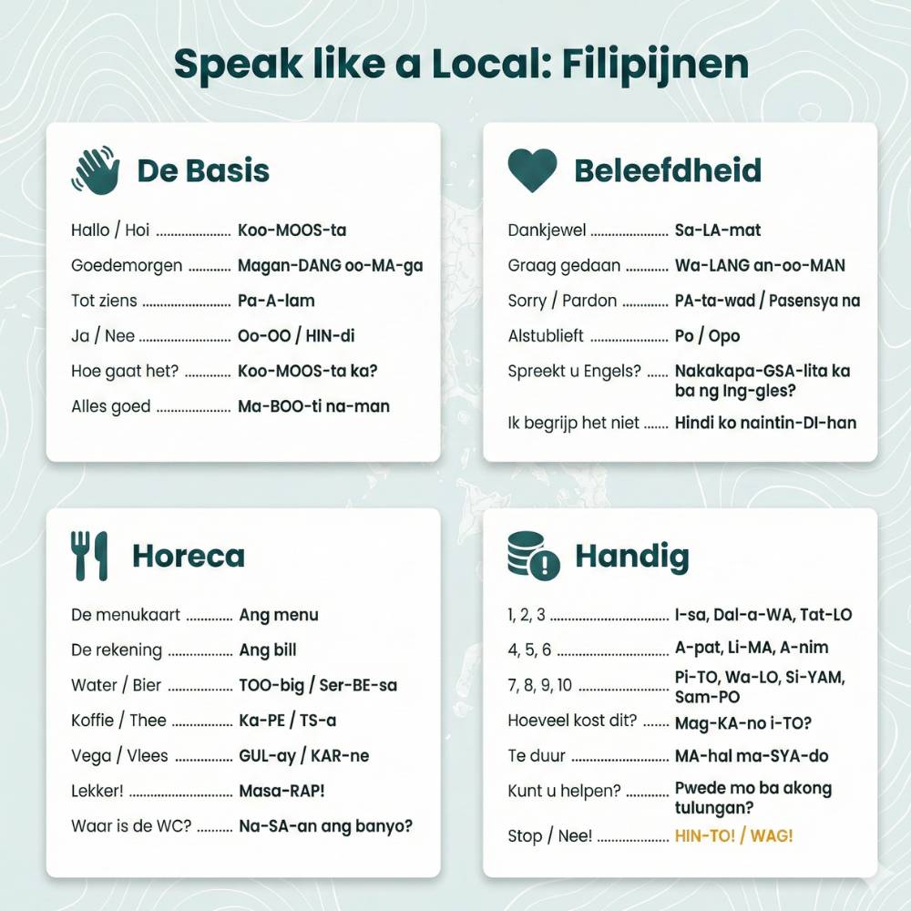 Taal in Filipijnen | +100 woorden & zinnen met uitspraak 1 Filipijnen taal Infographic